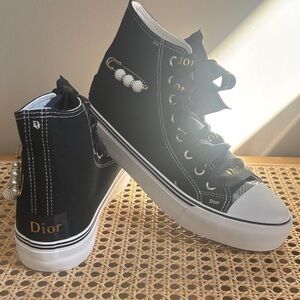 Inspired women’s Black High-Top Sneakers, multiple sizes